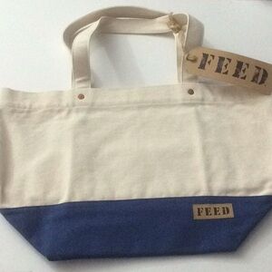 NWT FEED 35 Colorblock Large Ivory Tote Bag